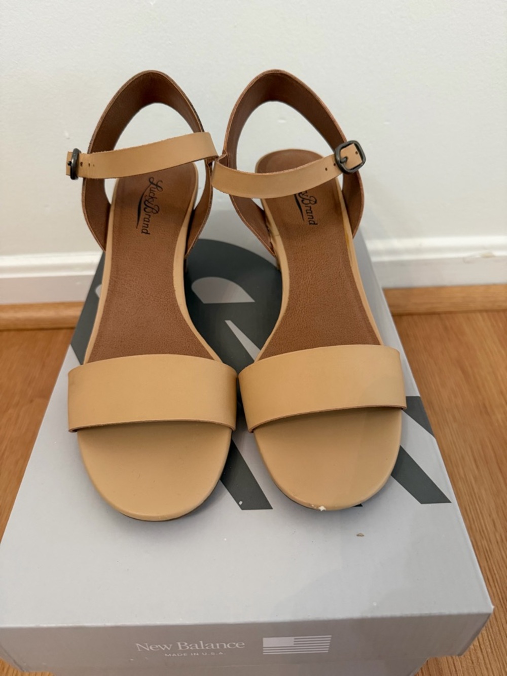 Lucky Brand Comfortable Tan Ankle-Strap Sandals - Ladies' Casual Dress Shoe